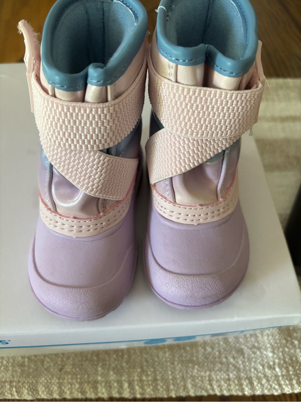Carter's Lavender and Light Pink Kids Snow Boots with Blue Trim